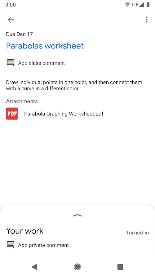 Google Classroom screenshot